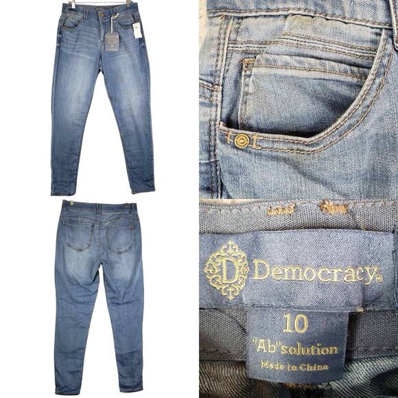 Democracy Jeans Straight Ab Solution Women's Size 10 Blue High Rise New - Picture 1 of 9